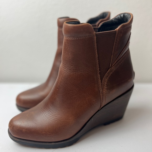Sorel After Hours Chelsea Boots Size 7.5 Leather Wedge Brown - Picture 2 of 7